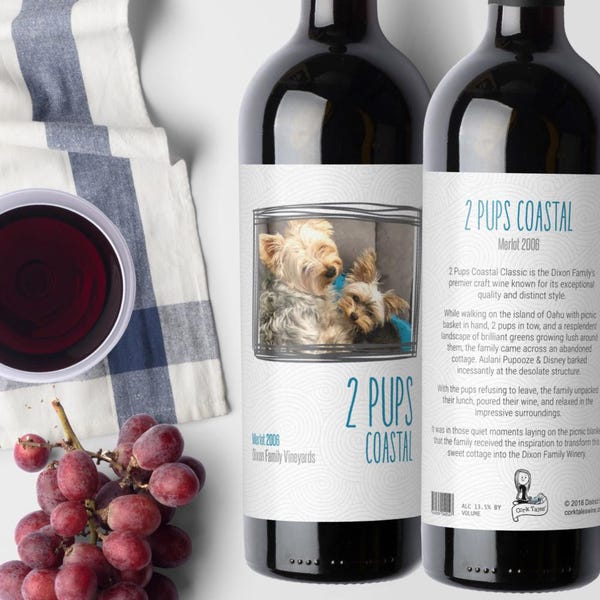Personalizowana etykieta na wino dla zwierząt z osobistą historią: prezent dla miłośników zwierząt, mam psów i kociar od Cork Tales
