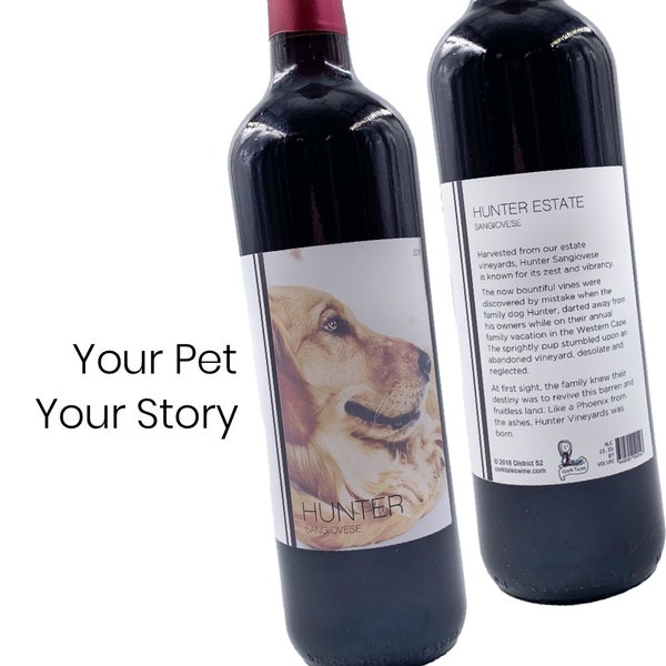 Personalized Dog or Cat Wine Label with Custom Story on the Back | Father’s Day Gift For Dog Dad | Wine Lover Gift  by Cork Tales