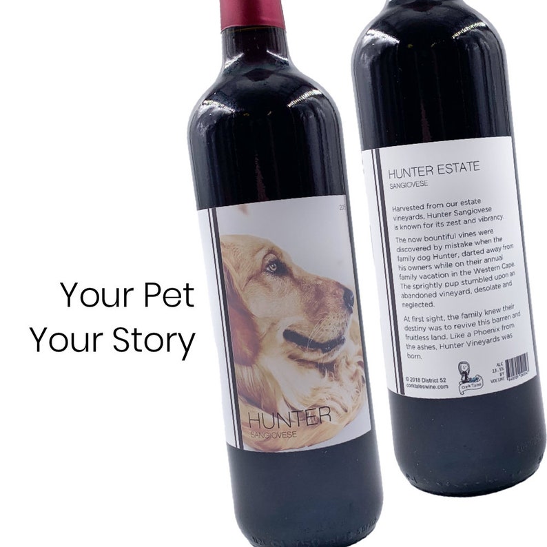 Personalized Dog or Cat Wine Label with Custom Story on the Back Fathers Day Gift For Dog Dad Wine Lover Gift by Cork Tales image 1