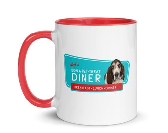 Retro Custom Pet Photo Mug  - Bon A-Pet- Treat | 50's style Diner Coffee Mug