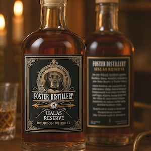 Personalized Whiskey Label with Story – Front & Back | Gift for Whiskey Lover, Birthday, Pet Lover, Dog Whiskey Label