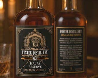 Personalized Whiskey Bourbon Bottle Label with Custom Story: Pet Lover Gift by Cork Tales