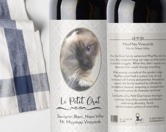 Personalized Cat Wine Label: Custom Pet Photo Gift for Wine Lovers by Cork Tales