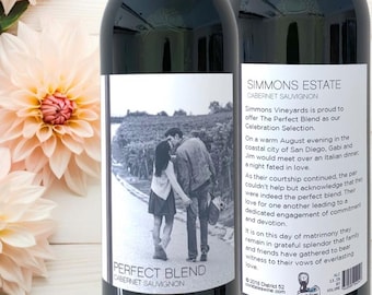 Personalized Wedding Wine Label: Custom Couple's Story, Valentine Keepsake