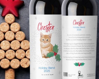 Custom Pet Christmas Wine Label: Personalized Story Gift for Pet Lovers by Cork Tales