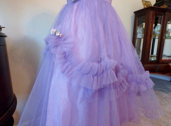 Vintage Formal Dress | 1950s | Tulle | Purple | F… - image 5