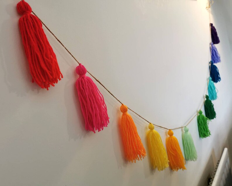 Rainbow Tassel Garland Decoration Party Wedding Colourful Etsy