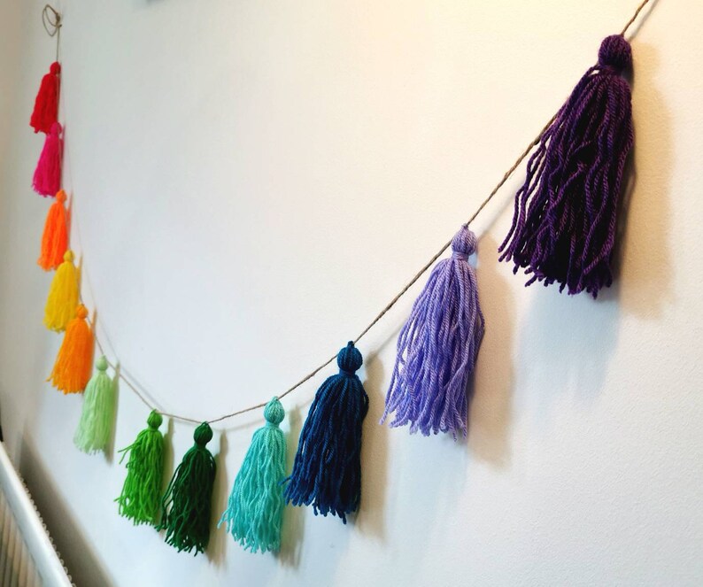 Rainbow Tassel Garland Decoration Party Wedding Colourful Etsy