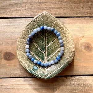 Blue Aventurine Beaded Stretch Bracelet, Yoga Gemstone Jewelry, Crystal Healing Bracelet, Gift for Him and Her