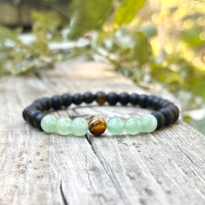 Earth Element Crystal Healing Gemstone Bracelet, Green Beaded Jewelry, Down to Earth and Grounding