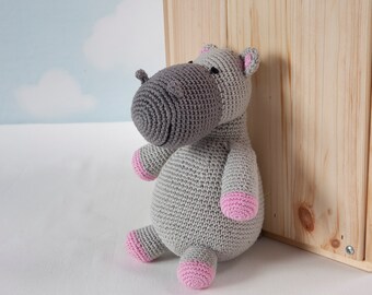 Hippopotamus, cariñoso, ganchillo juguete Amigurumi para niños, lleno de bola de silicona no alergénica, ecofriendly