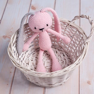 Bunny with long ears, different colors, handmade, crochet toys, holidays, gift, for newborn, baby, birthday, baby shower image 7