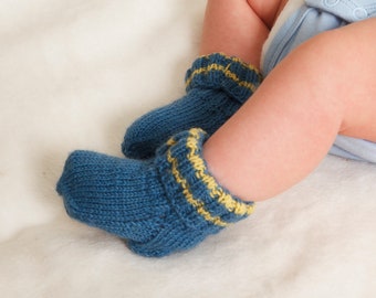 Calcetines infantiles azul marino tejidos a mano talla 9 cm 3.5 in