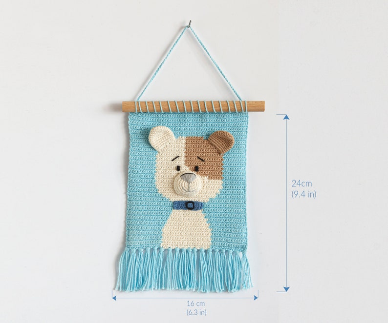 Decoration of a children's room, crochet wall decoration, dog portrait, picture with a dog, decoration of a children's room, image 6