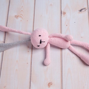 Bunny with long ears, different colors, handmade, crochet toys, holidays, gift, for newborn, baby, birthday, baby shower Pink