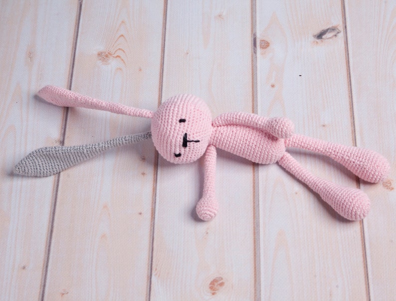 Bunny with long ears, different colors, handmade, crochet toys, holidays, gift, for newborn, baby, birthday, baby shower Pink