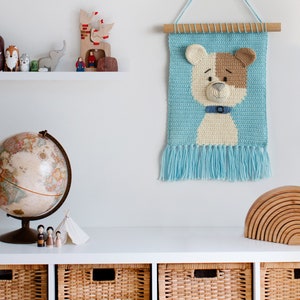 Decoration of a children's room, crochet wall decoration, dog portrait, picture with a dog, decoration of a children's room, image 1