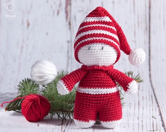 Enana de ganchillo, regalo para el bebé, lleno de bola de silicona no alergénica, 100% algodón, Navidad