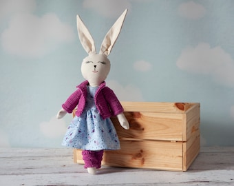 Hand-made bunny doll. A rag doll. Doll. Rabbit. Gift doll.