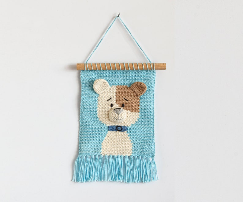 Decoration of a children's room, crochet wall decoration, dog portrait, picture with a dog, decoration of a children's room, image 4