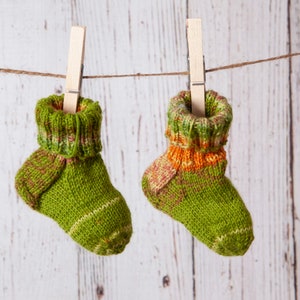 Colourful baby socks hand knitted size 10 cm, 3.9 in