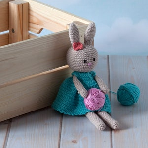 Elegant Miss Bunny, the best cuddly toy for a girl, crochet made of 100% cotton Amigurumi toy, hypoallergenic, safe for kids image 4