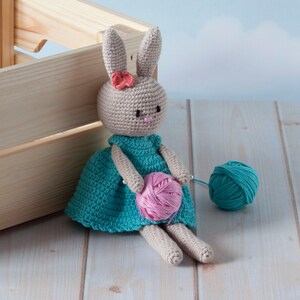 Elegant Miss Bunny, the best cuddly toy for a girl, crochet made of 100% cotton Amigurumi toy, hypoallergenic, safe for kids image 5