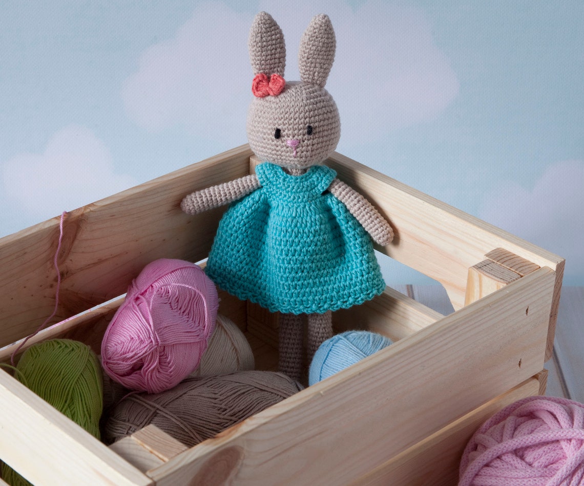 Elegant Miss Bunny, the Best Cuddly Toy for a Girl, Crochet Made of 100