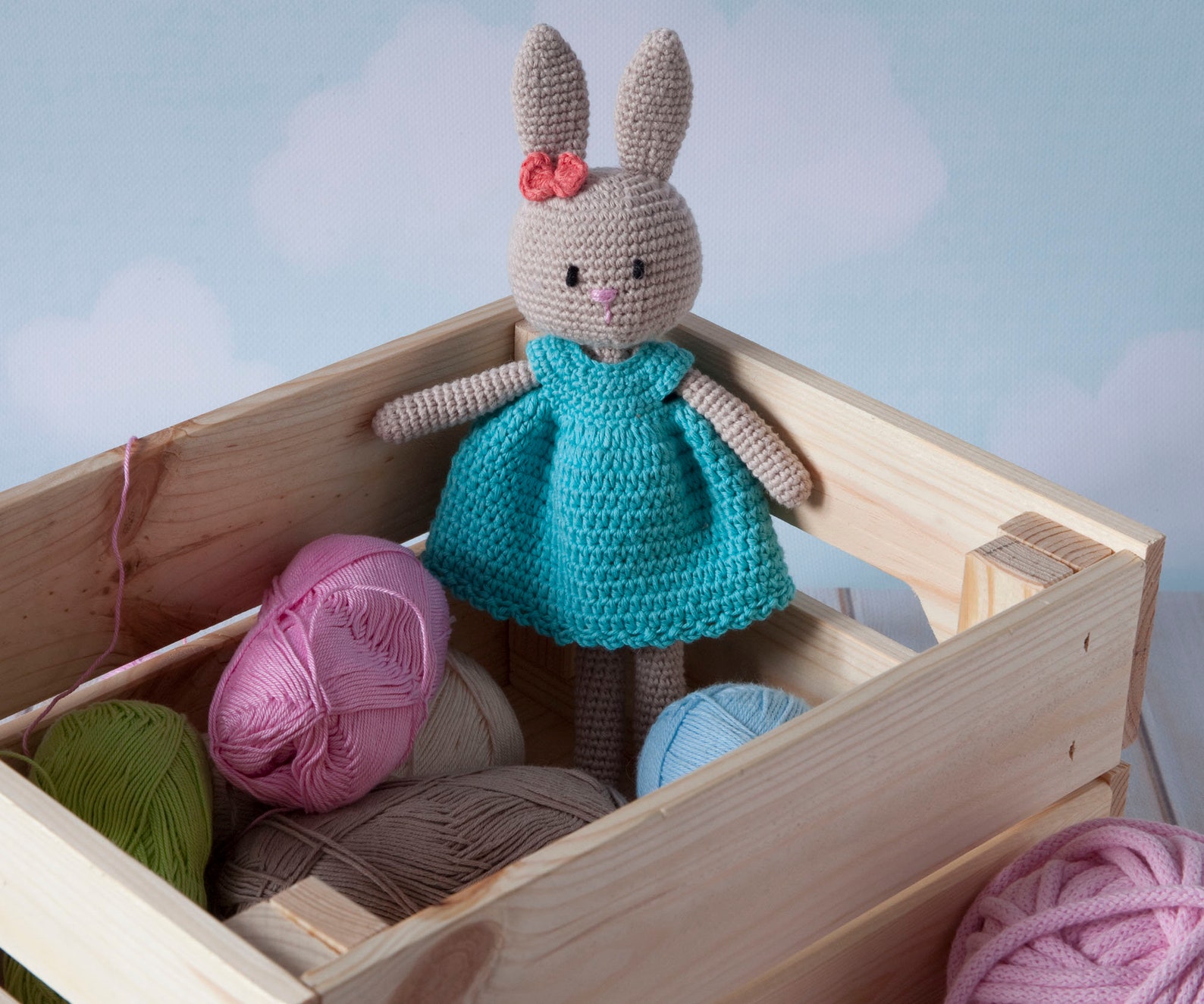 Elegant Miss Bunny, the Best Cuddly Toy for a Girl, Crochet Made of 100