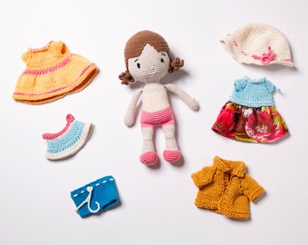 Muñeca de ganchillo Amigurumi, juguete de punto para niña, muñeca de trapo suave para niña