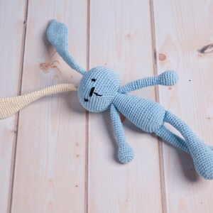 Bunny with long ears, different colors, handmade, crochet toys, holidays, gift, for newborn, baby, birthday, baby shower Blue