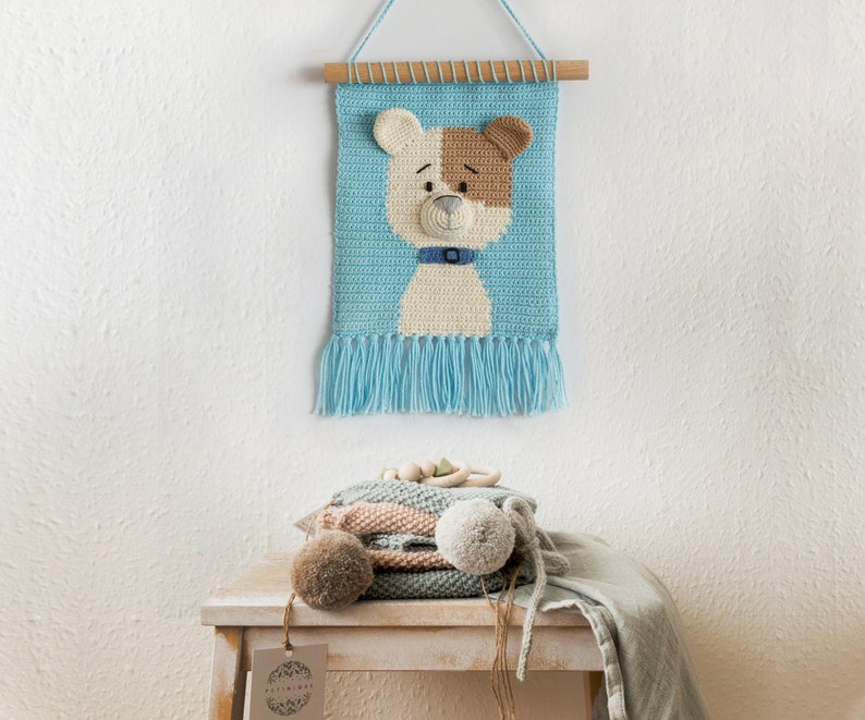 Decoration of a children's room, crochet wall decoration, dog portrait, picture with a dog, decoration of a children's room, image 2