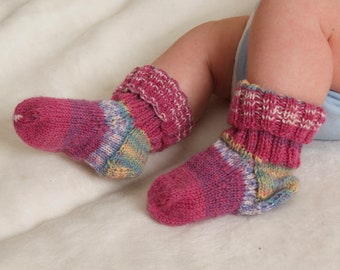 Colourful baby socks hand knitted size 11 cm, 4.3 in