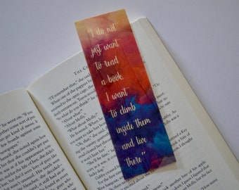 Wood Bookmark/ Live inside books