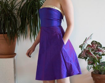 Royal Purple Shantung Silk Prom Dress