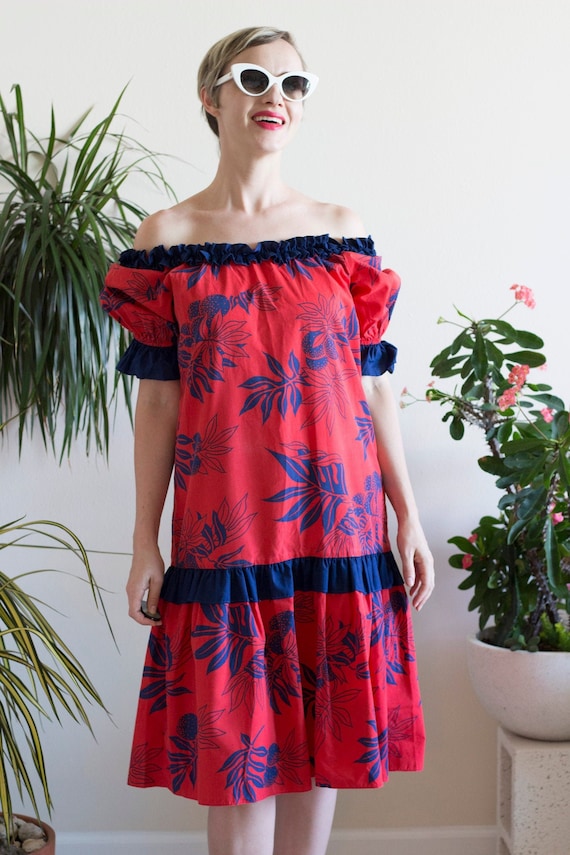 Tropical Hawaiian Mid Century Dress