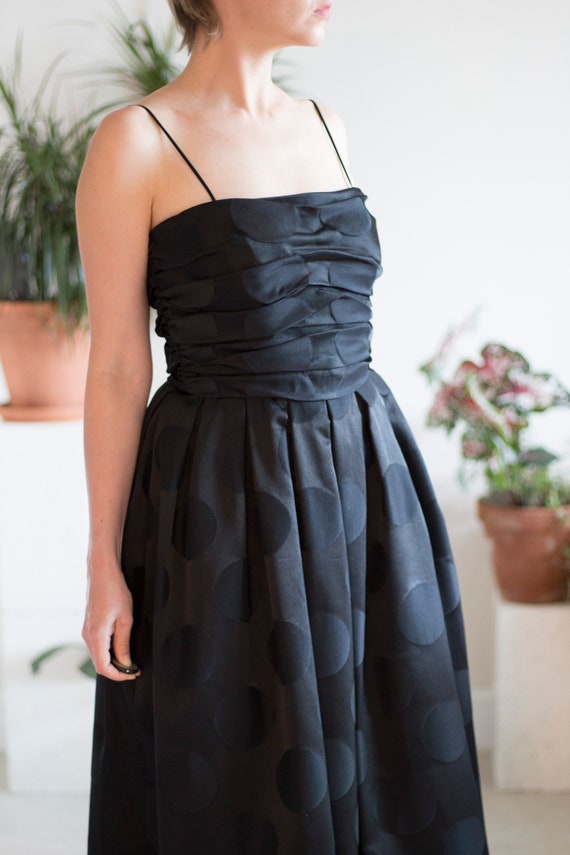 Black on Black Polka Dot Brocade Gown - image 4