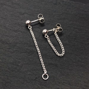 Front to Back Curb Chain Earrings Two in one adjustable design Sterling Silver or Surgical Steel Hypoallergenic Handmade in Britain image 1