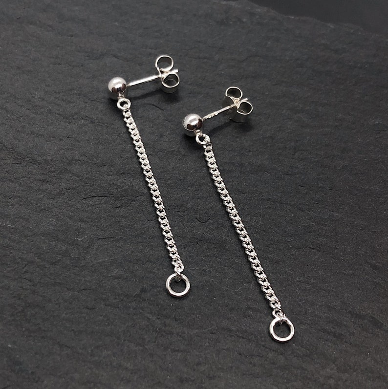 Front to Back Curb Chain Earrings Two in one adjustable design Sterling Silver or Surgical Steel Hypoallergenic Handmade in Britain image 7