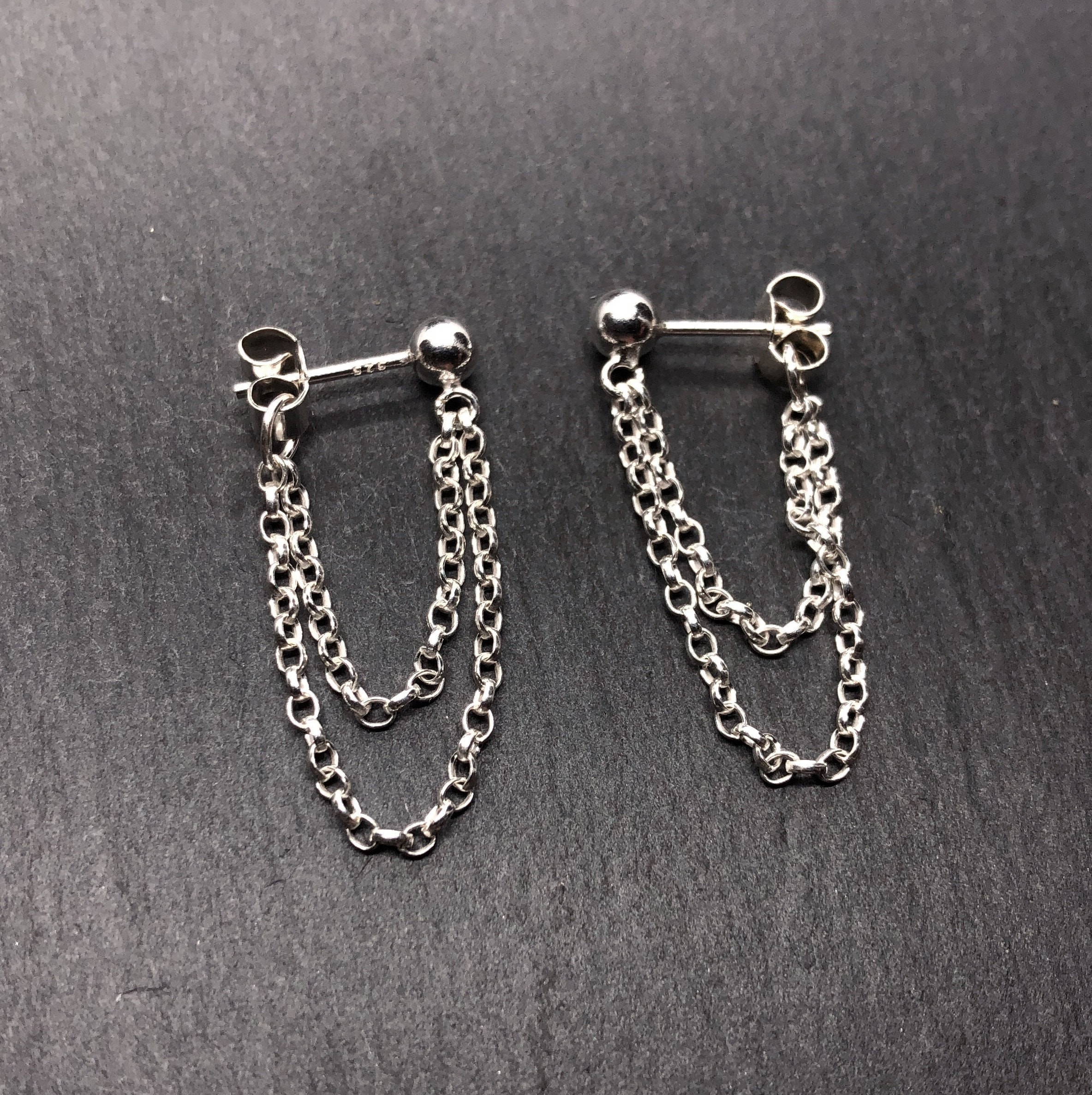 16g Flower cartilage chain earrings / double earrings / two hole earrings /  1pc | eBay
