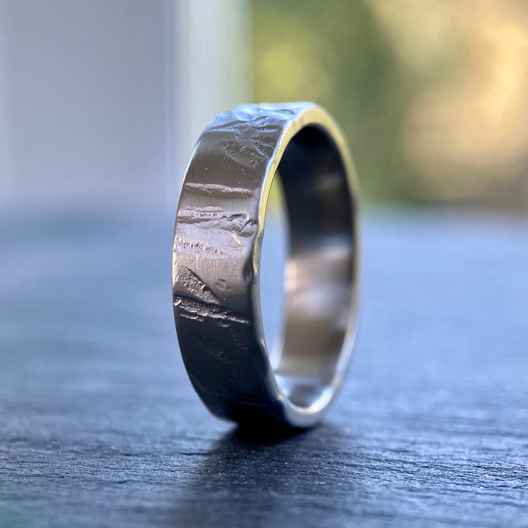 Buy 6mm Reliced Hammered Stainless Steel Ring Viking Textured Band  Matte Brushed Rustic Finish Mens or Ladies Sizes Engraved Inside Online  in