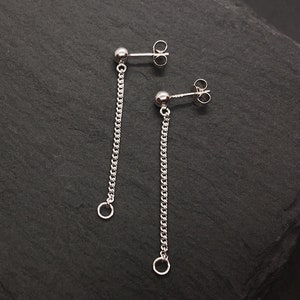 Front to Back Curb Chain Earrings Two in one adjustable design Sterling Silver or Surgical Steel Hypoallergenic Handmade in Britain image 8