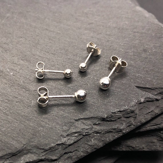 Sterling silver ear piercing studs discount