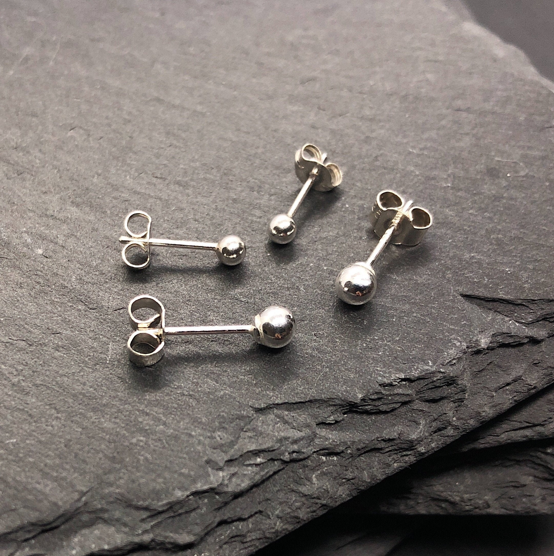 Sterling Silver Ball Studs - 3mm/4mm/5mm Dainty everyday earrings - Simple piercing studs - tiny round posts - Gift wrapped