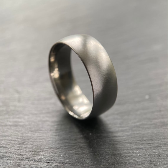 Brushed Stainless Steel Ring 8mm Matte Finished D Shaped Band Court Shape Engraved Secret Message Simple Minimalist Men or Ladies Ring Etsy