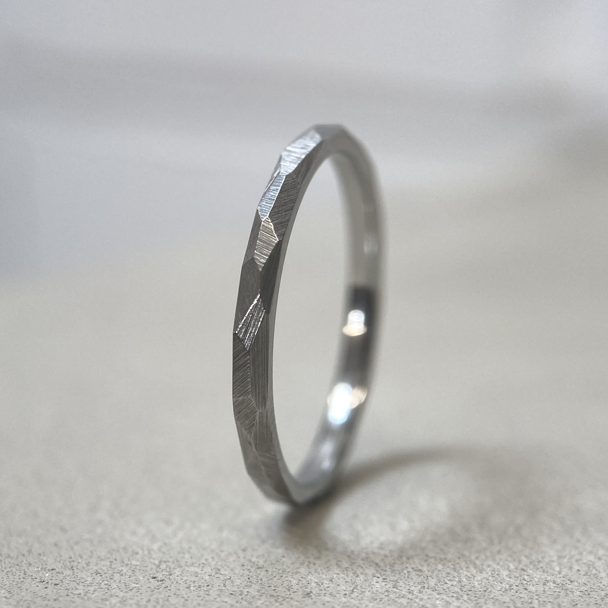 Faceted Stainless Steel Stacking Ring: 2mm Industrial Textured Band ...