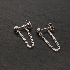 Front to Back Curb Chain Earrings Two in one adjustable design Sterling Silver or Surgical Steel Hypoallergenic Handmade in Britain image 5