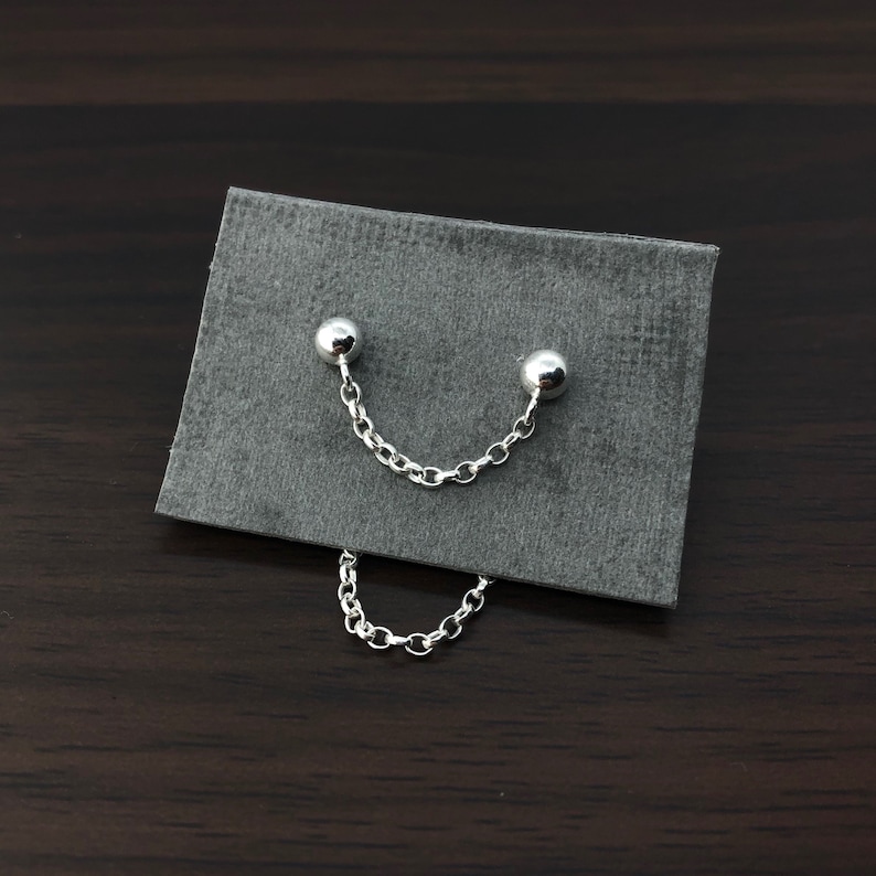 Double Chain Earring Front and Back Behind Ear Sterling Etsy