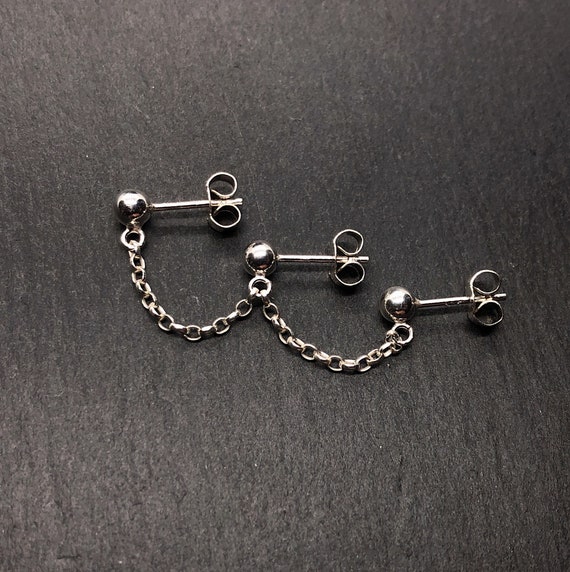 Double Post Earrings 14k Yellow Gold-plated Sterling Silver 3.5-inch Chain Connector Double Post Earrings 14k Yellow Gold-plated Sterling Silver 3.5-inch Chain Connector