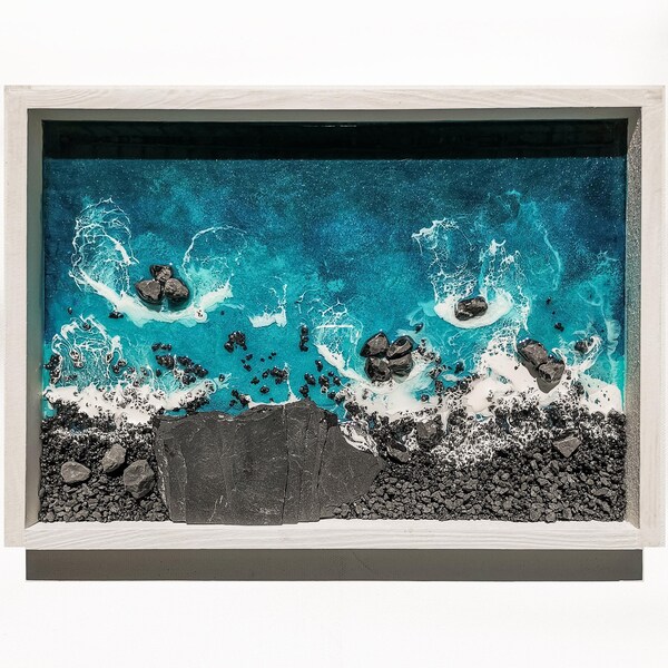 North Tenerife Beach, Black Sand, Ocean Painting, Dark Blue Ocean